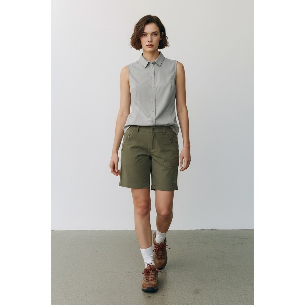 Eddie Bauer Sleeveless Tech Shirt Women's M Grey Textured Slim Fit Sporty Chic - Picture 1 of 7